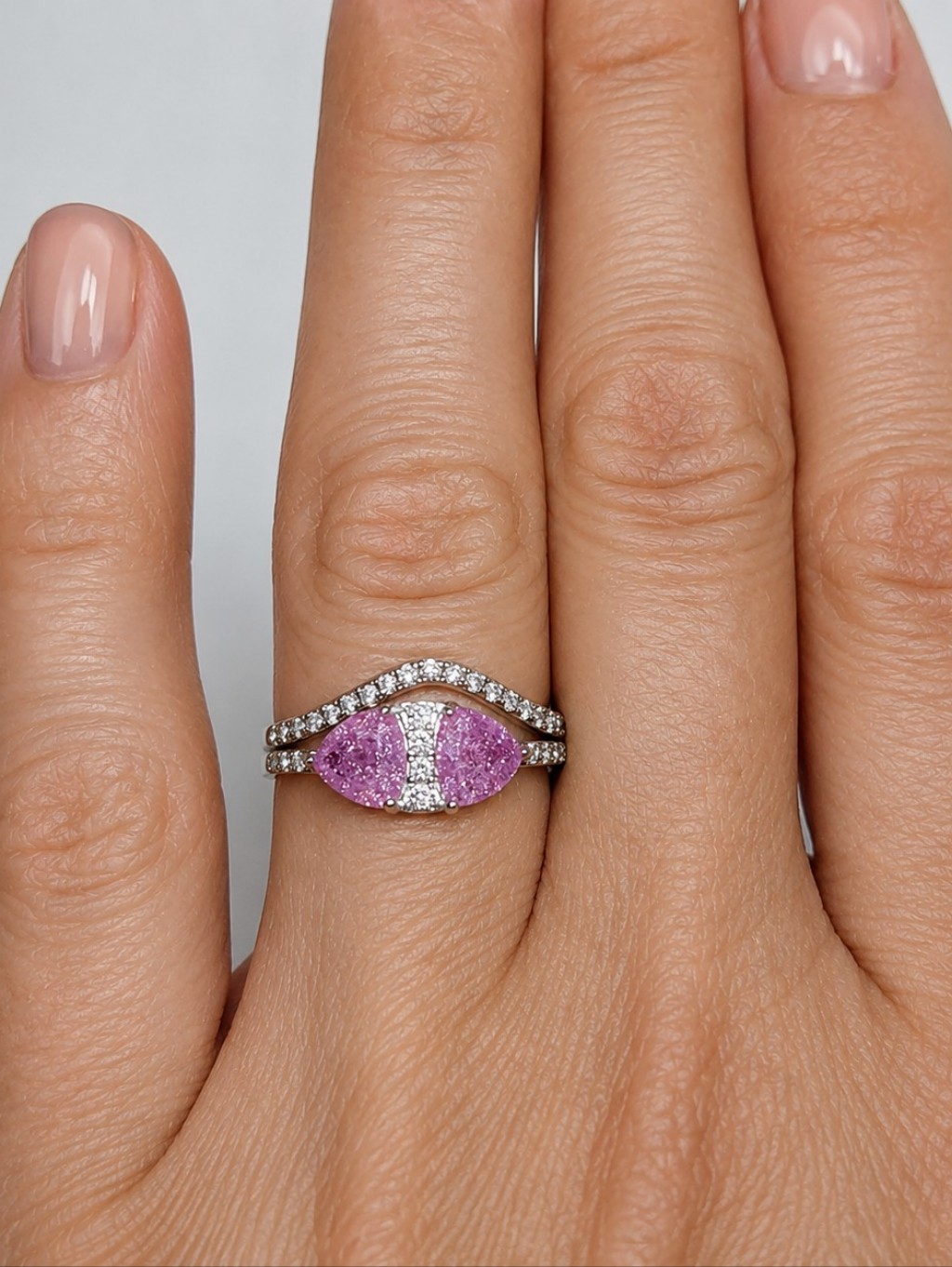 Nwt Bomb Party Trillion Cut Perfection Rings Lavender Ice Crystal Rhodium Plated
